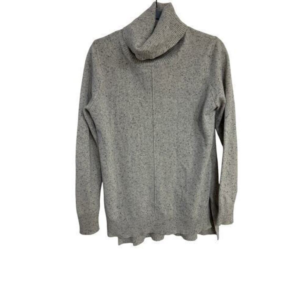 Nanette Lepore 2 ply cashmere sweater gray black speck turtleneck Medium